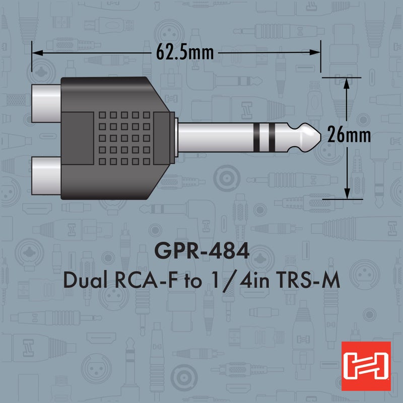 Hosa محول هوسا GPR-484، مزدوج RCA إلى 1/4 بوصة TRS - Image 4